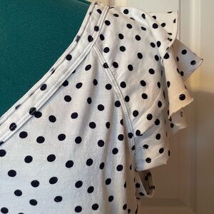 Maeve for Anthropologie polka dot ruffle sleeve tshirt size L